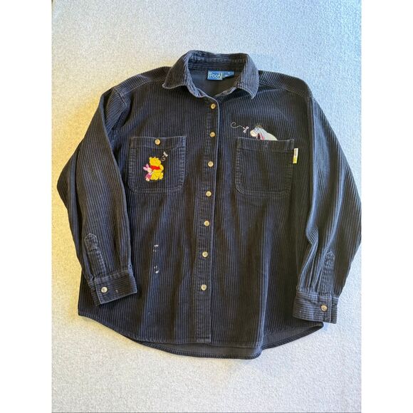 Disney Tops - VTG Y2K Disney Winnie the Pooh embroidered cotton corduroy button-up shirt M
